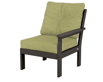 POLYWOOD® Vineyard Modular Right Arm Chair in Vintage Coffee / Chartreuse Boucle