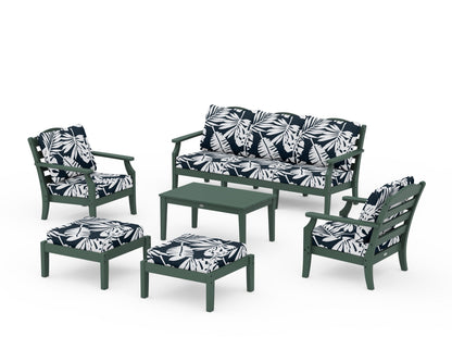 Draper James™ by  POLYWOOD® Savannah 6-Piece Lounge Sofa Set in Green / Leaf Marine Indigo