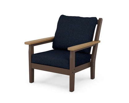 POLYWOOD® Chippendale Deep Seating Chair in Mahogany / Natural / Marine Indigo