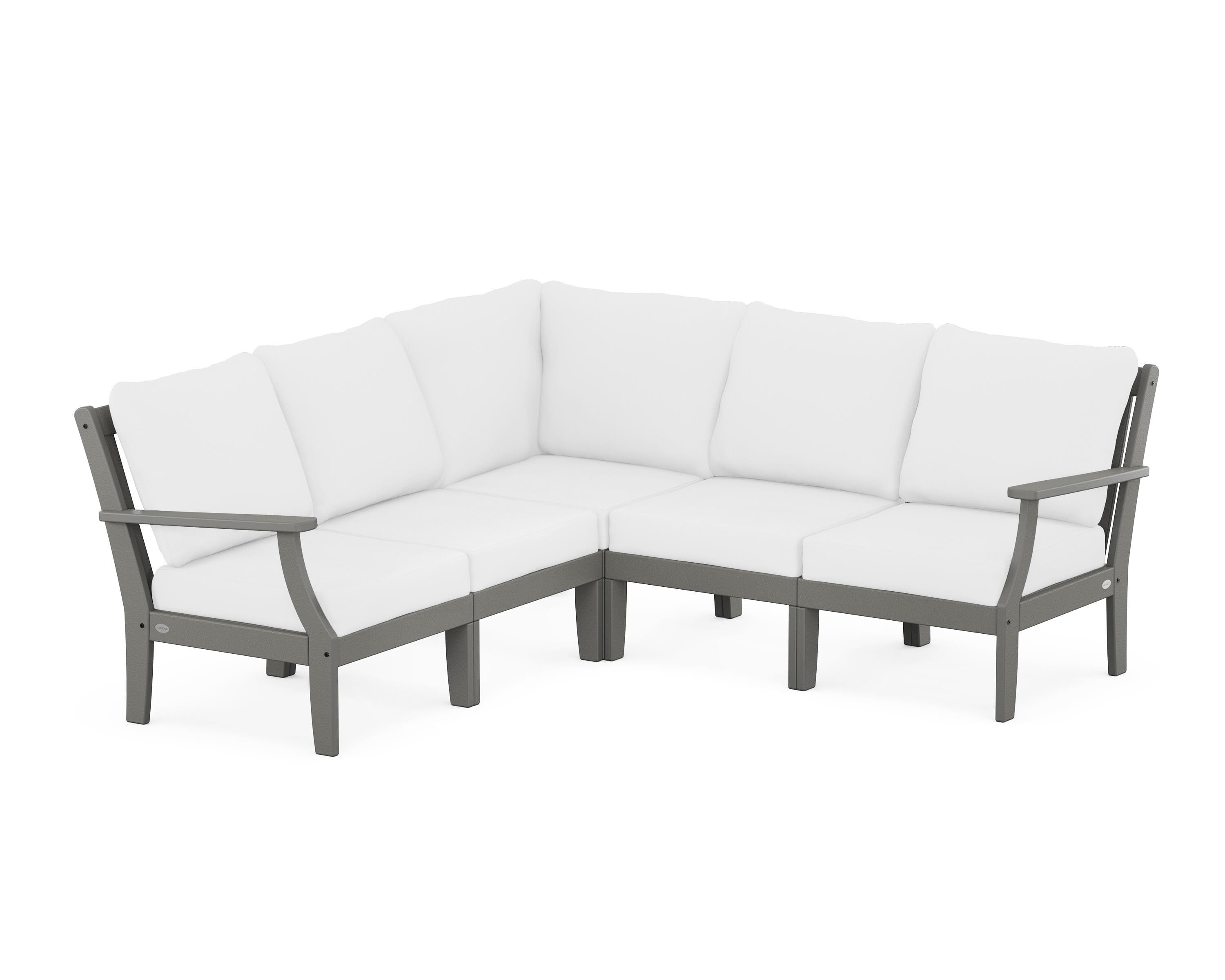 POLYWOOD® Braxton Modular 5-Piece Deep Seating Set in Slate Grey / Natural