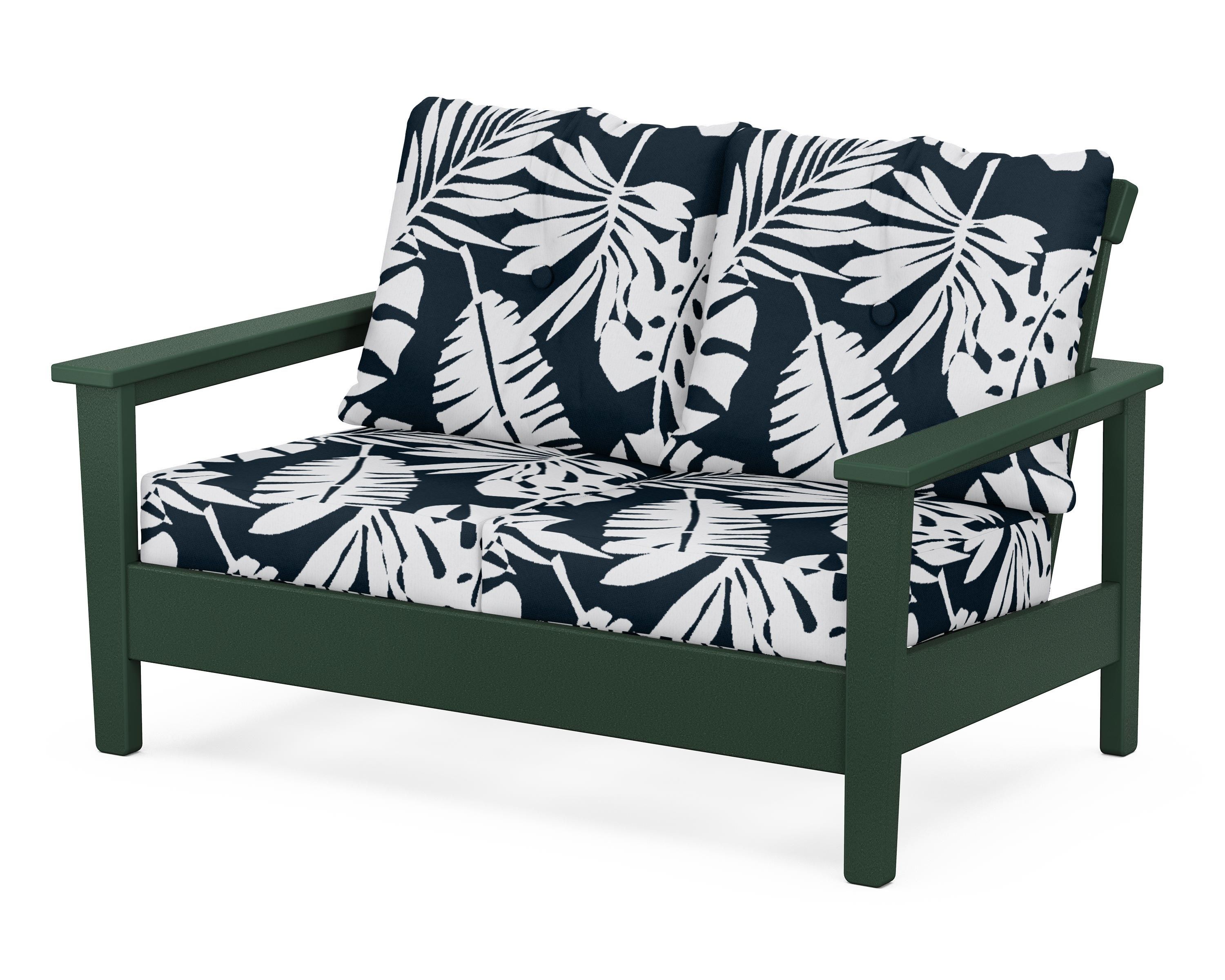 POLYWOOD® Prescott Deep Seating Loveseat in Green / Leaf Marine Indigo