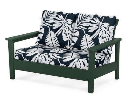 POLYWOOD® Prescott Deep Seating Loveseat in Green / Leaf Marine Indigo