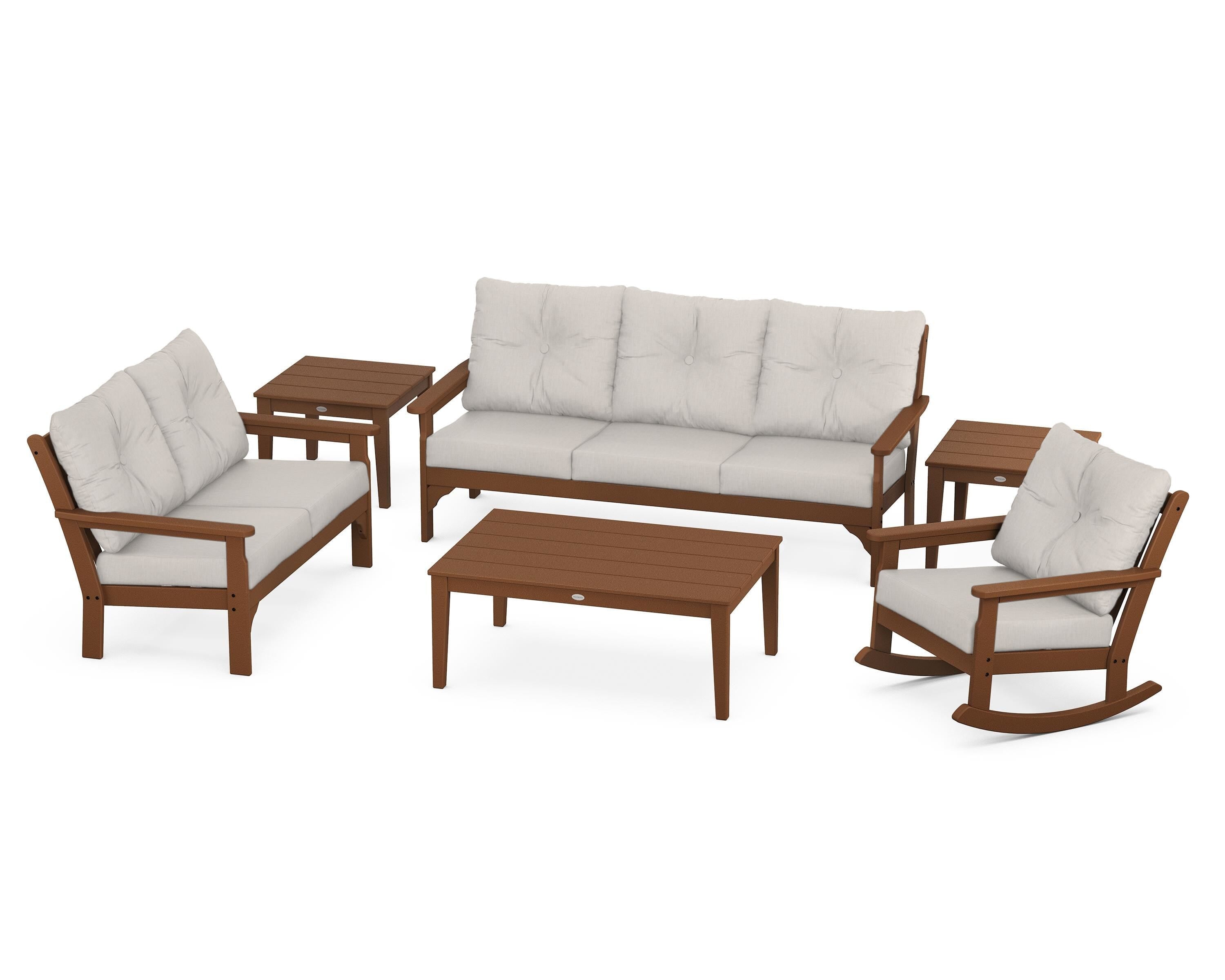 POLYWOOD® Vineyard 6-Piece Deep Seating Set in Teak / Cast Ash