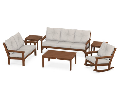 POLYWOOD® Vineyard 6-Piece Deep Seating Set in Teak / Cast Ash