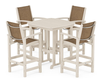 POLYWOOD® Coastal 5-Piece Bar Set in Sand / Burlap Sling