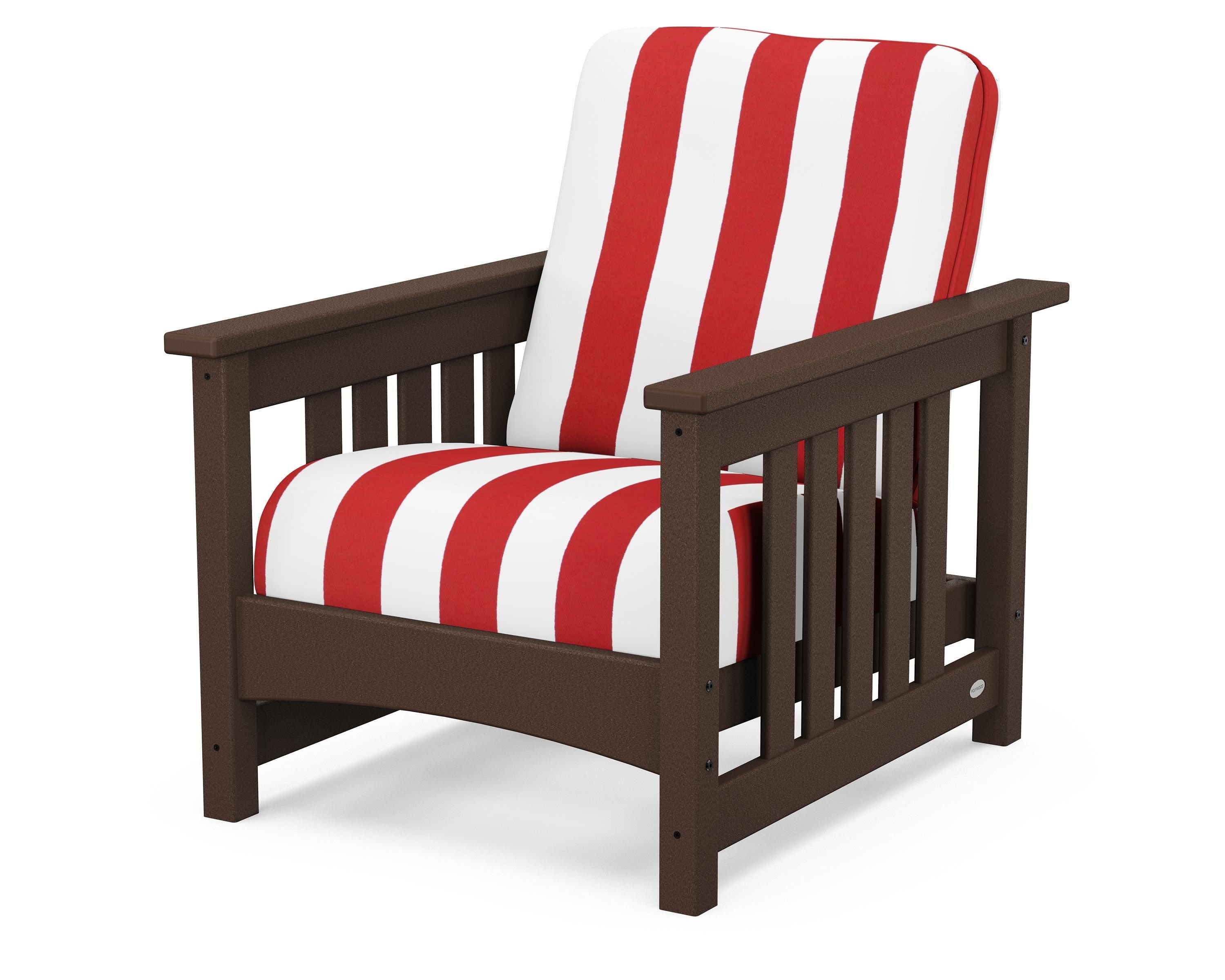 POLYWOOD® Club Mission Chair in Mahogany / Cabana Stripe Crimson
