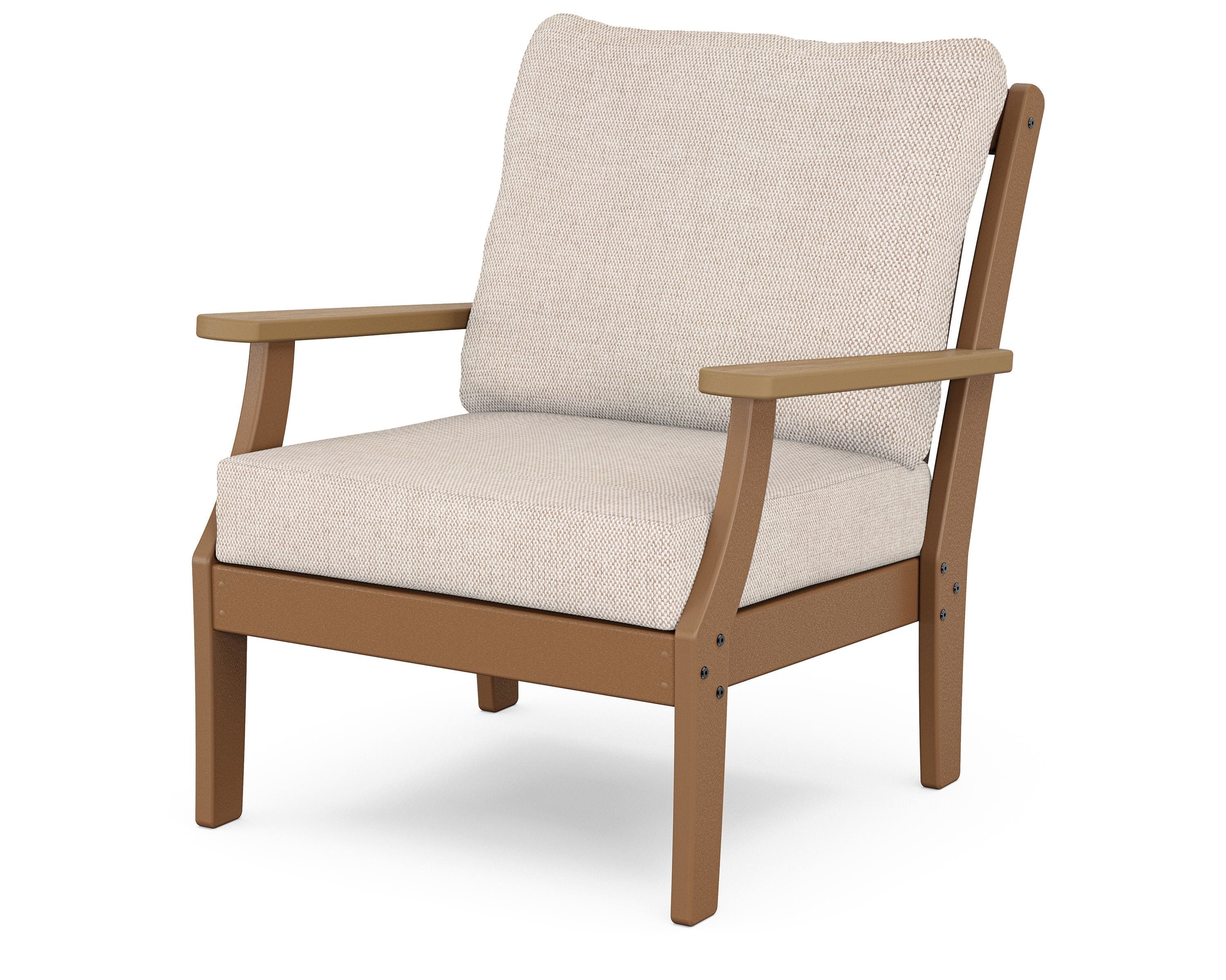 POLYWOOD® Braxton Deep Seating Chair in Teak / Natural / Blend Linen