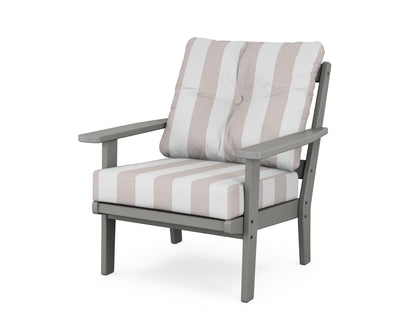 POLYWOOD® Oxford Deep Seating Chair in Slate Grey / Cabana Stripe Dune Burlap