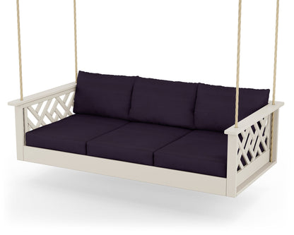 POLYWOOD® Chippendale Daybed Swing in Sand / Navy Linen