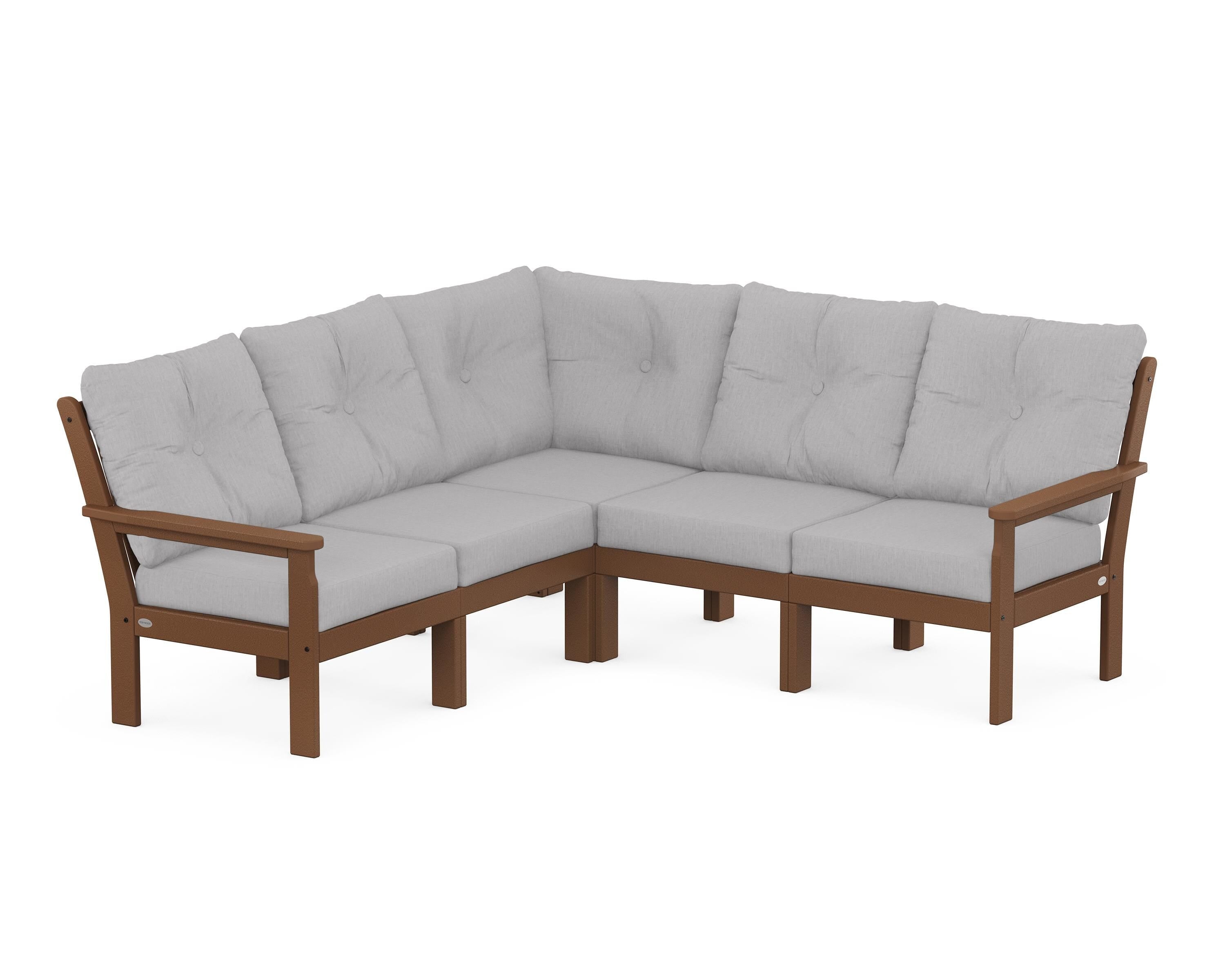 POLYWOOD® Vineyard 5-Piece Sectional in Teak / Granite