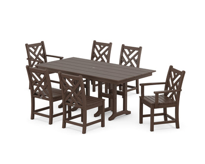 POLYWOOD® Chippendale 7-Piece Farmhouse Dining Set in Mahogany