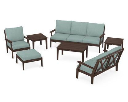 POLYWOOD® Braxton 7-Piece Deep Seating Set in Mahogany / Glacier Spa