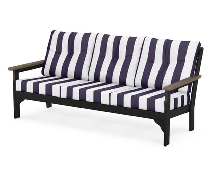 POLYWOOD® Vineyard Deep Seating Sofa in Black / Kona / Cabana Stripe Navy