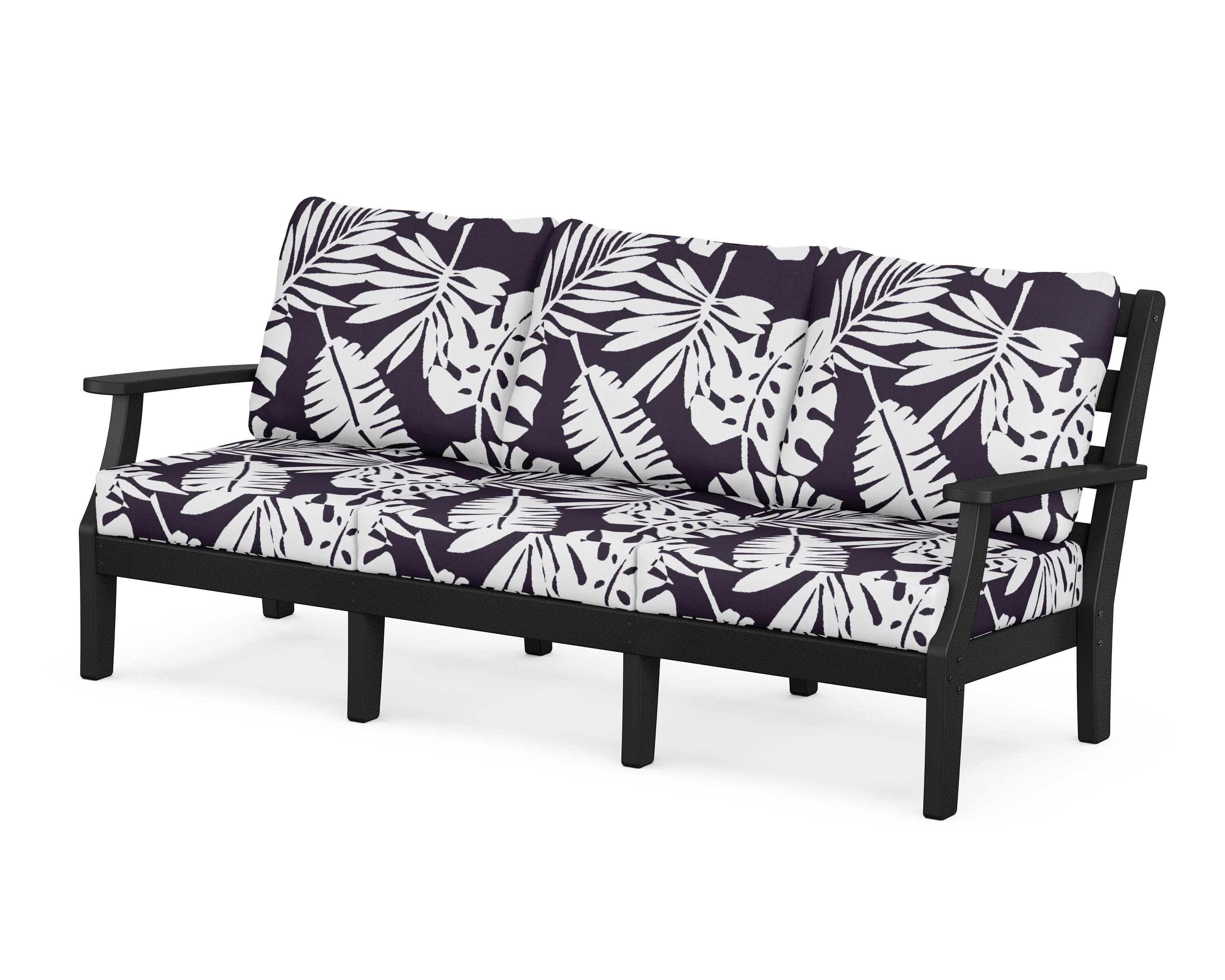 POLYWOOD® Chesapeake Deep Seating Sofa in Black / Leaf Navy