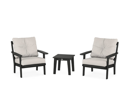POLYWOOD® Oxford 3-Piece Deep Seating Set in Black / Cast Ash