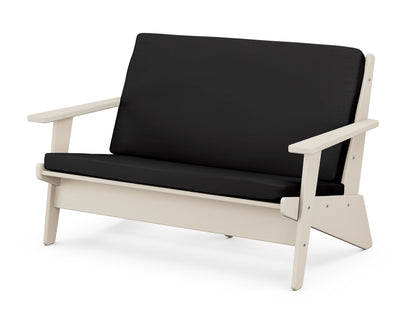 POLYWOOD® Riviera Modern Lounge Loveseat in Sand / Canvas Black