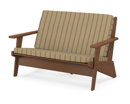 POLYWOOD® Riviera Modern Lounge Loveseat in Teak / Unwind Driftwood
