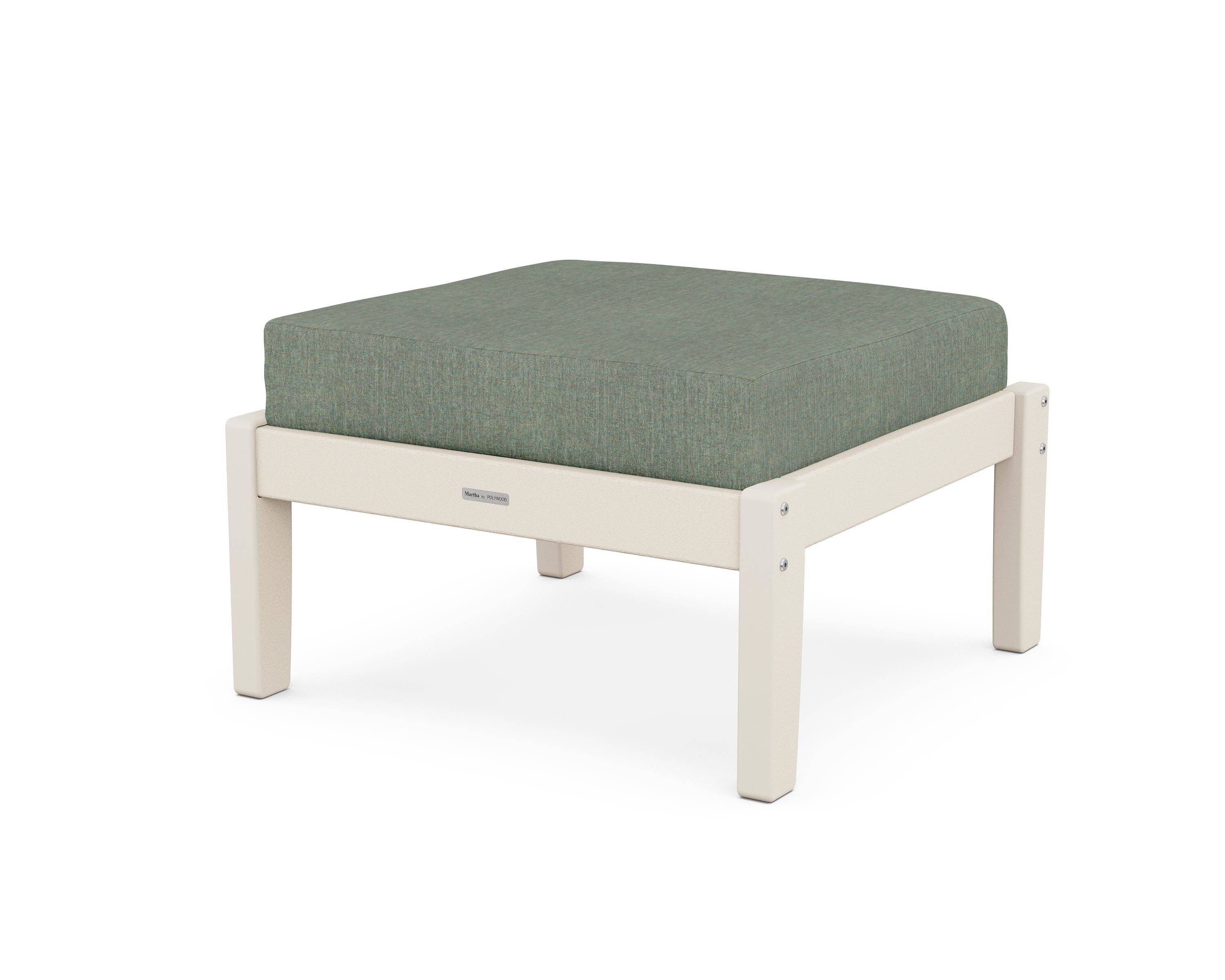 Martha Stewart by POLYWOOD® Chinoiserie Deep Seating Ottoman in Sand / Cast Sage