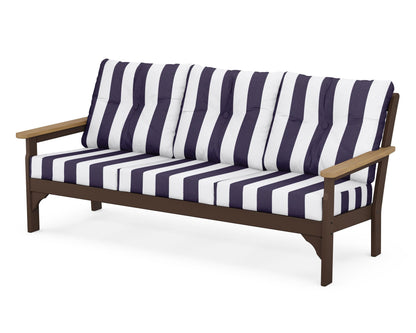 POLYWOOD® Vineyard Deep Seating Sofa in Mahogany / Natural / Cabana Stripe Navy