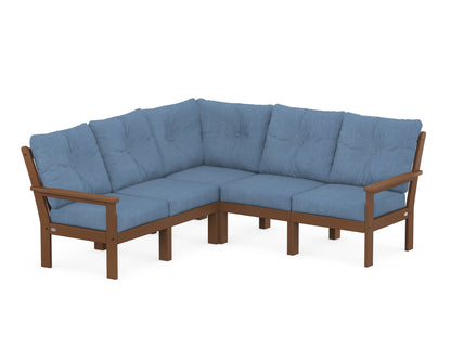 POLYWOOD® Vineyard 5-Piece Sectional in Teak / Sky Blue