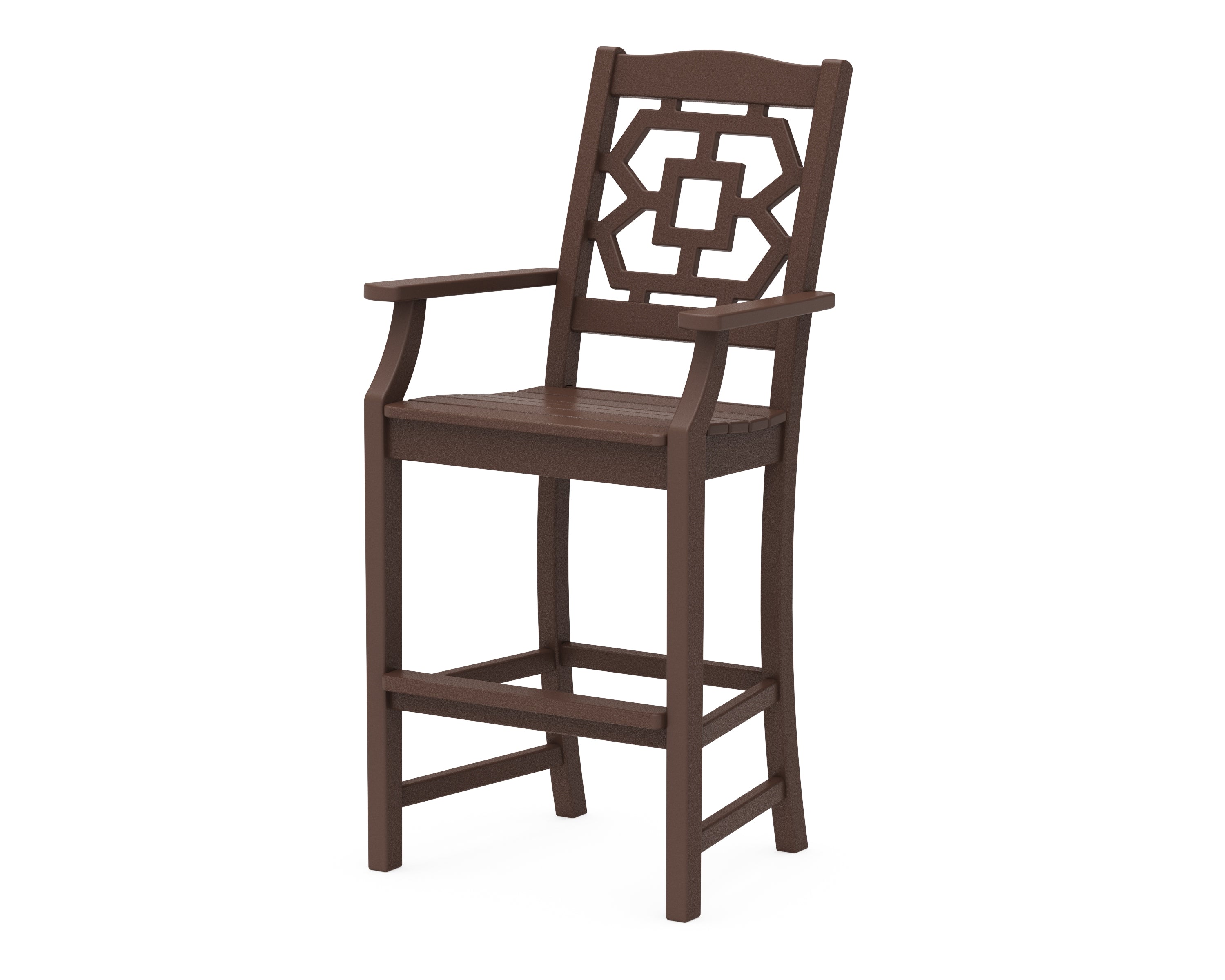 Martha Stewart by POLYWOOD® Chinoiserie Bar Arm Chair in Mahogany