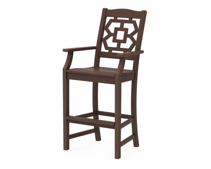 Martha Stewart by POLYWOOD® Chinoiserie Bar Arm Chair in Mahogany