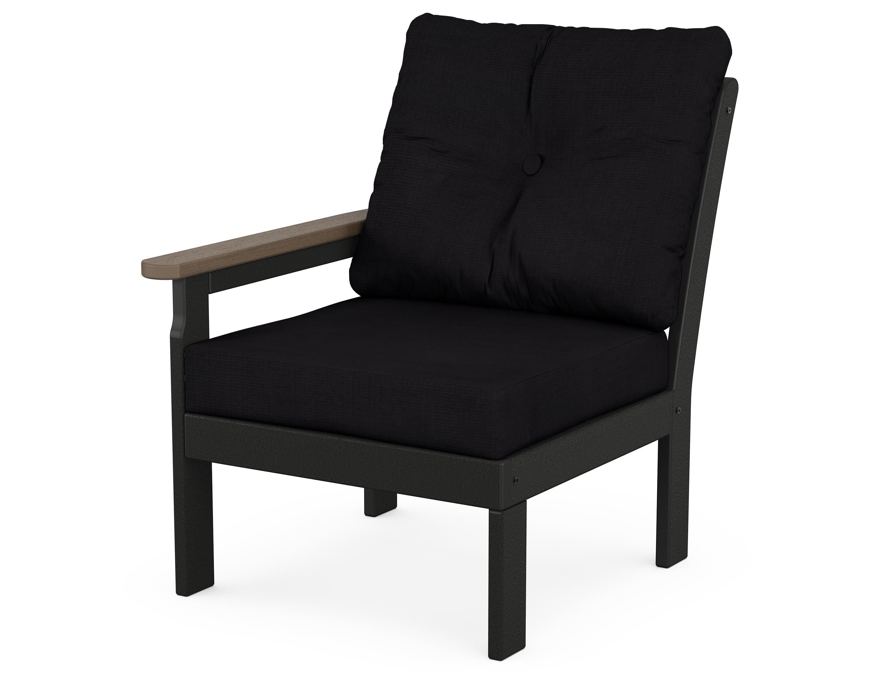 POLYWOOD® Vineyard Modular Left Arm Chair in Black / Kona / Midnight Linen