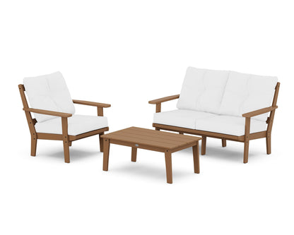 POLYWOOD® Prairie 3-Piece Deep Seating Set with Loveseat in Teak / Natural