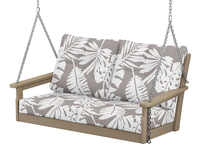 POLYWOOD® Vineyard Deep Seating Swing in Vintage Sahara / Leaf Grey Mist