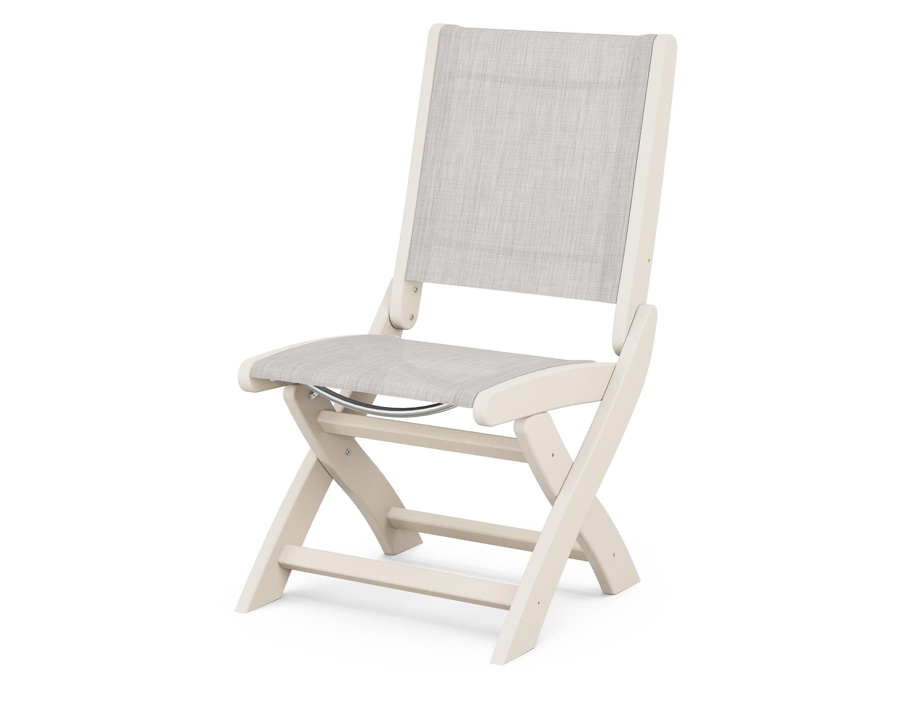 POLYWOOD® Coastal Folding Side Chair in Sand / Parchment Sling