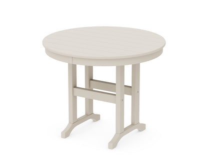 POLYWOOD® 36" Round Farmhouse Dining Table in Sand