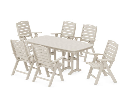 POLYWOOD® Nautical Folding Highback Chair 7-Piece Dining Set in Sand