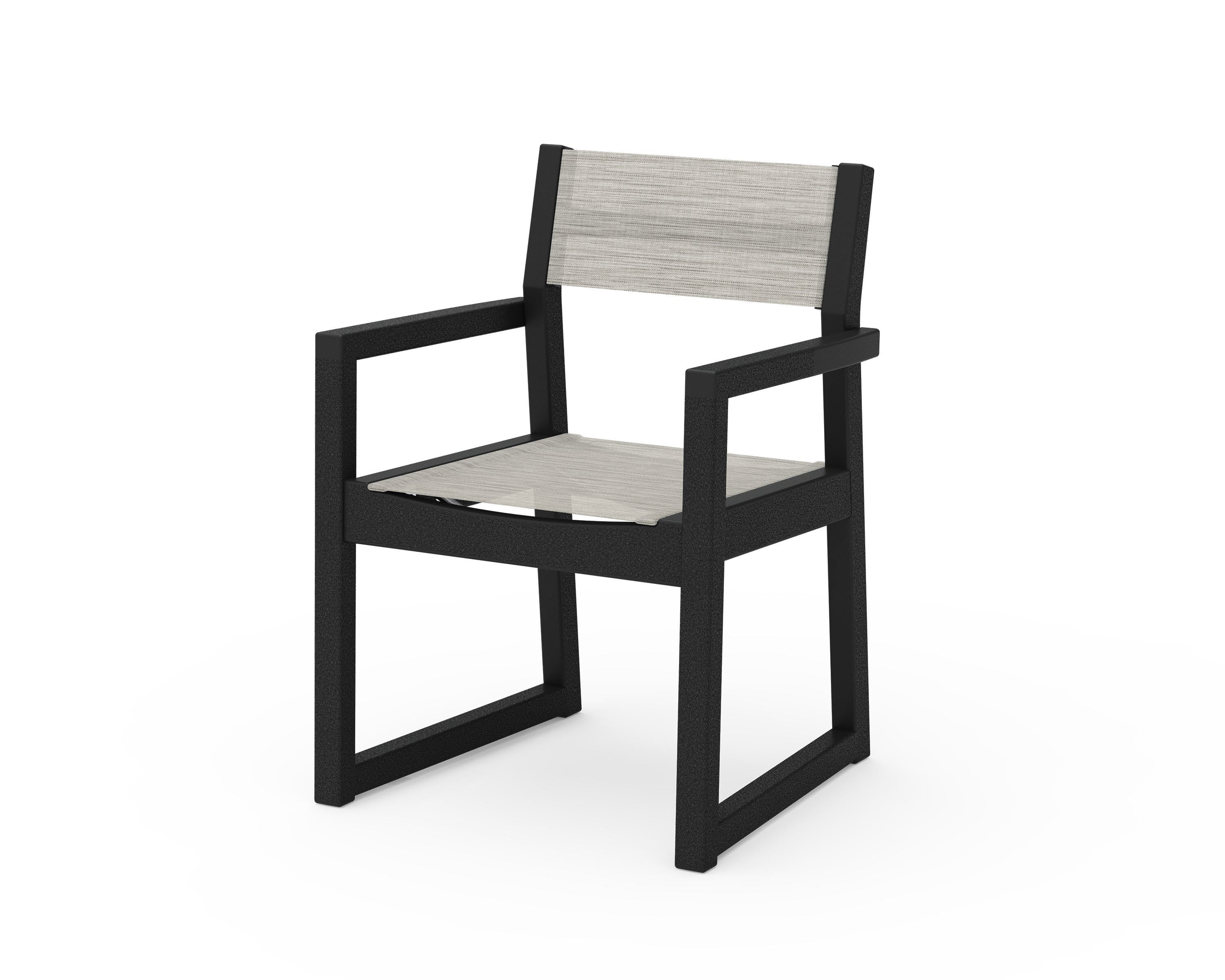 POLYWOOD® EDGE Sling Dining Arm Chair in Black / Birch Sling