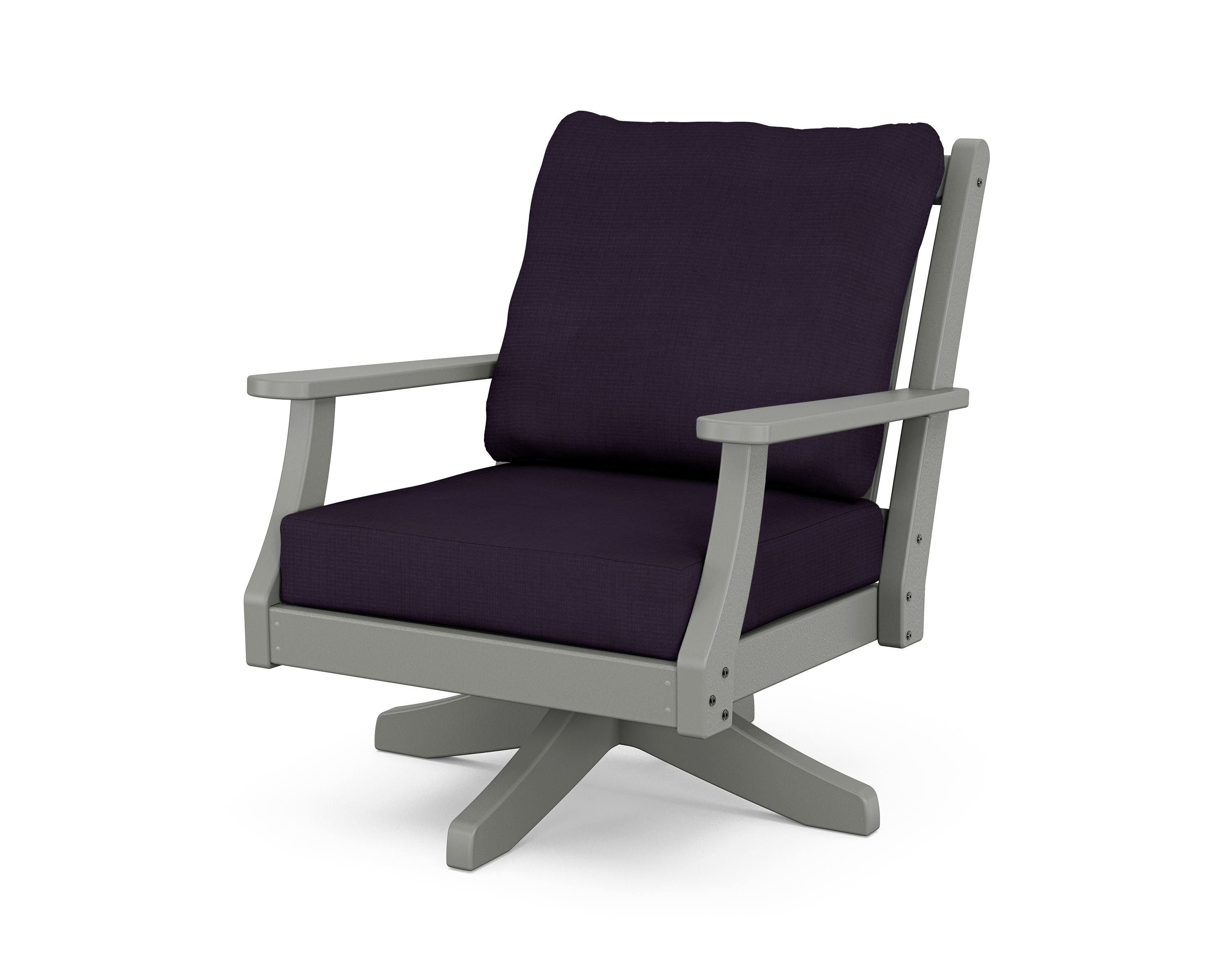 Country Living Wovendale Deep Seating Swivel Chair in Slate Grey / Navy Linen