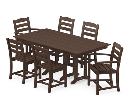 POLYWOOD® La Casa Café 7-Piece Farmhouse Dining Set in Mahogany