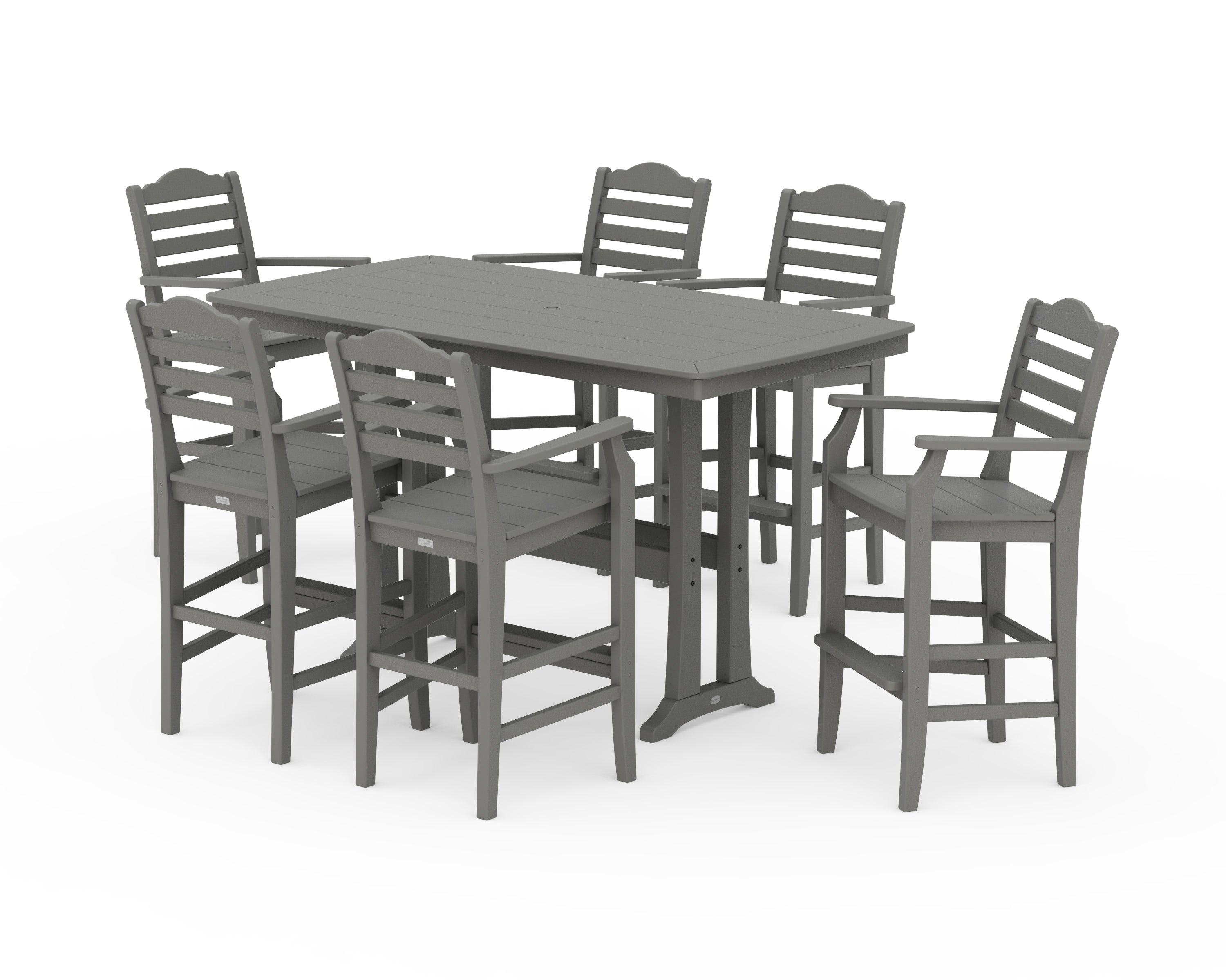 Draper James™ by  POLYWOOD® Savannah Arm Chair 7-Piece Bar Set with Trestle Legs in Slate Grey