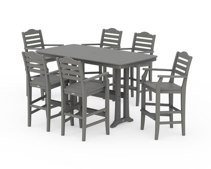 Draper James™ by  POLYWOOD® Savannah Arm Chair 7-Piece Bar Set with Trestle Legs in Slate Grey