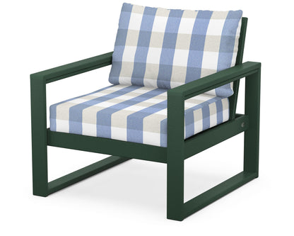 POLYWOOD® EDGE Club Chair in Green / Buffalo Plaid Sky Blue