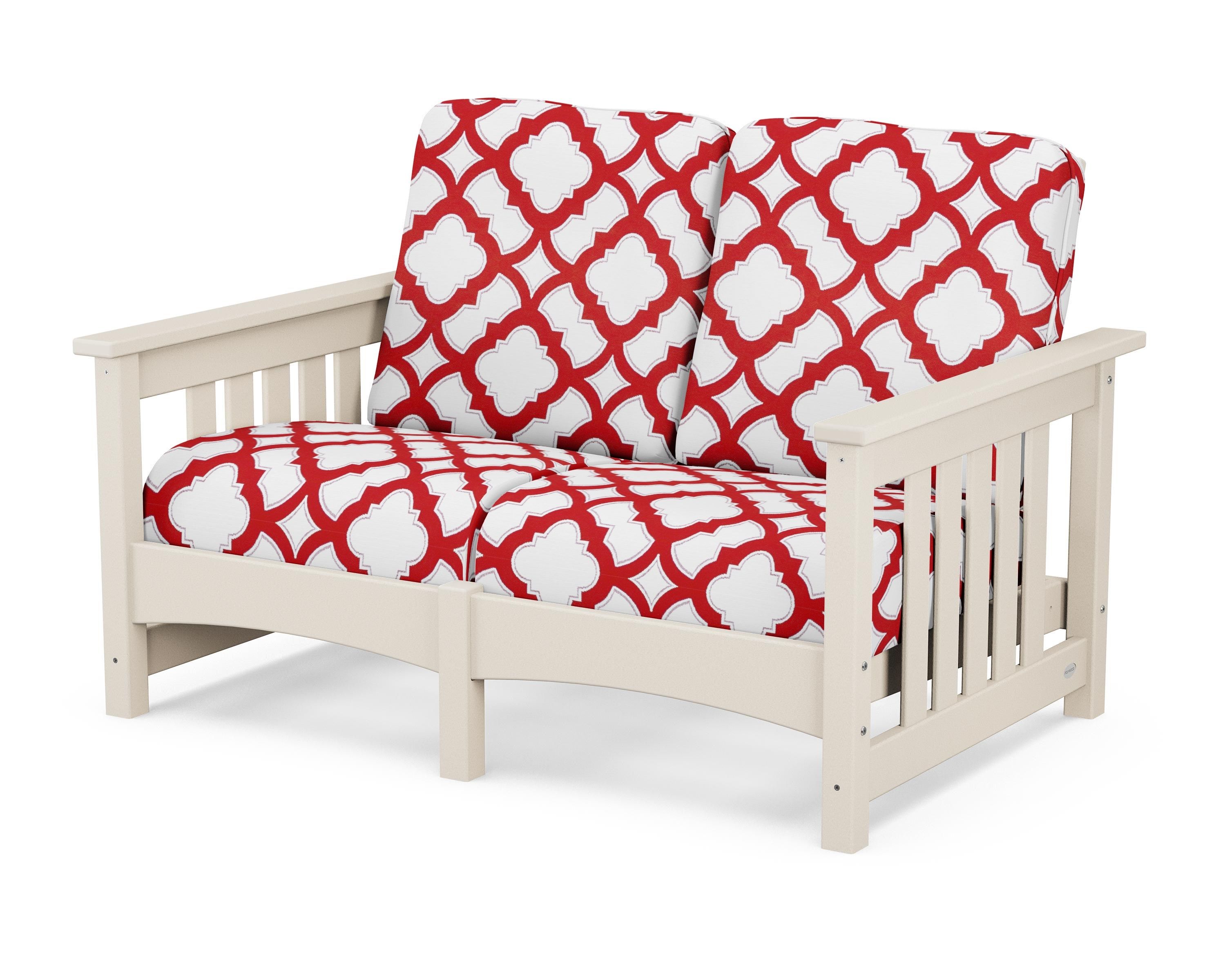 POLYWOOD® Club Mission Loveseat in Sand / Trellis Crimson