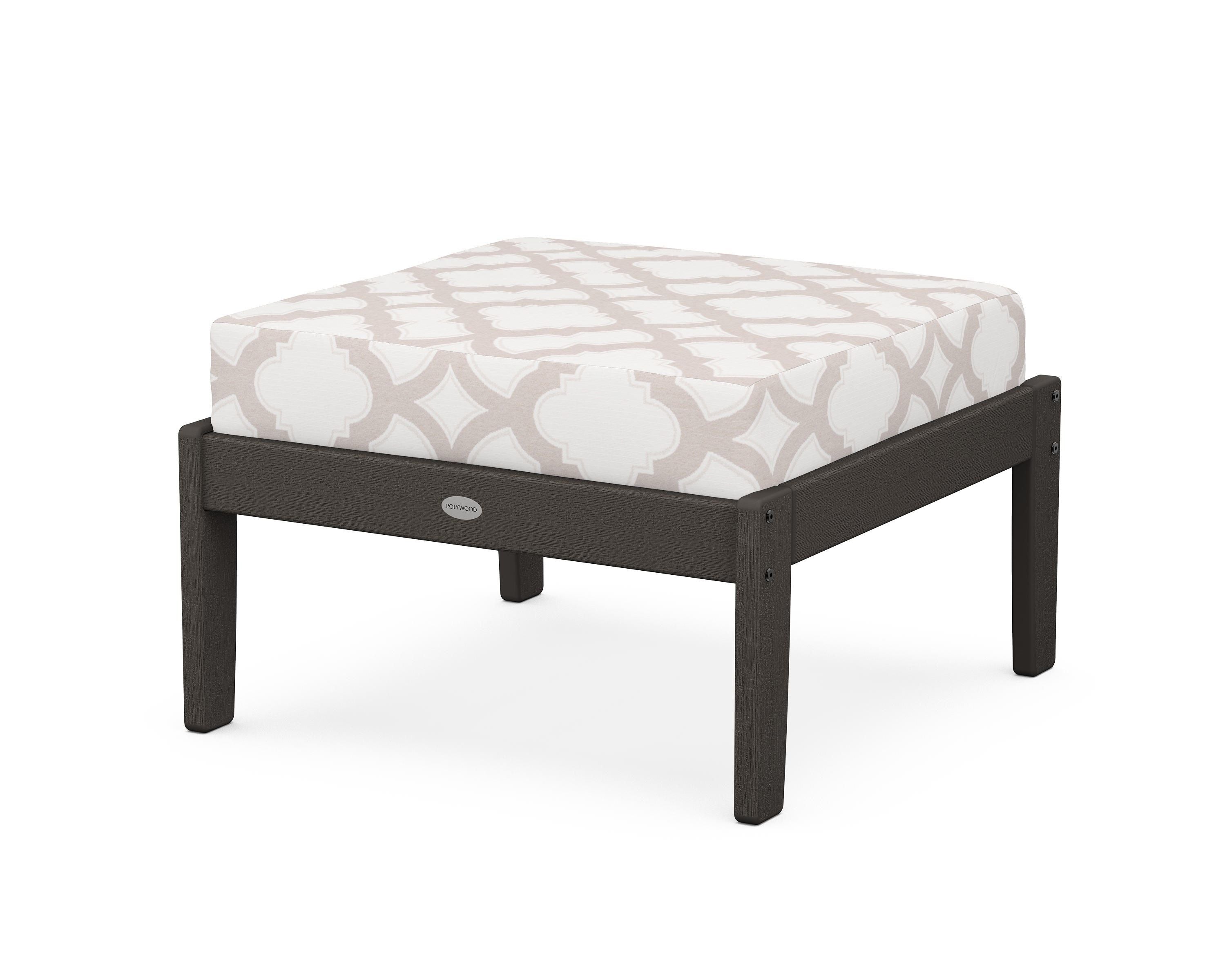 POLYWOOD® Braxton Deep Seating Ottoman in Vintage Coffee / Trellis Dune Burlap