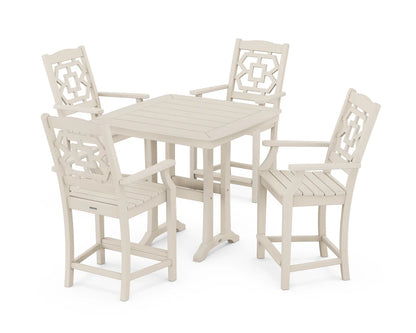 Chinoiserie 5-Piece Counter Set with Trestle Legs