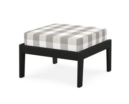 Unbranded Deep Seating Ottoman in Black / Buffalo Plaid Grey Mist