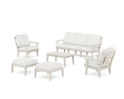POLYWOOD® Prairie 6-Piece Lounge Sofa Set in Sand / Natural Linen