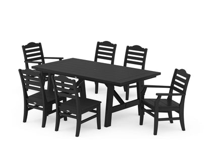 POLYWOOD® Savannah 7-Piece Rustic Farmhouse Dining Set in Black
