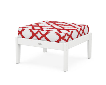 POLYWOOD® Braxton Deep Seating Ottoman in White / Trellis Crimson