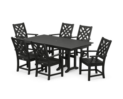 Country Living Wovendale Arm Chair 7-Piece Farmhouse Dining Set in Black