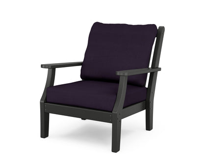 Country Living Wovendale Deep Seating Chair in Black / Navy Linen