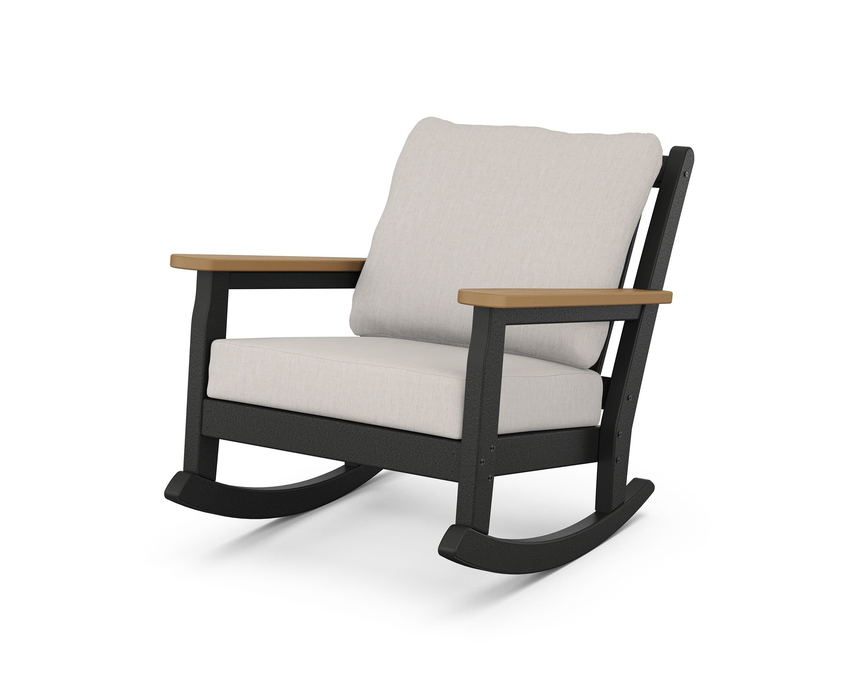 POLYWOOD® Chippendale Deep Seating Rocking Chair in Black / Natural / Cast Ash