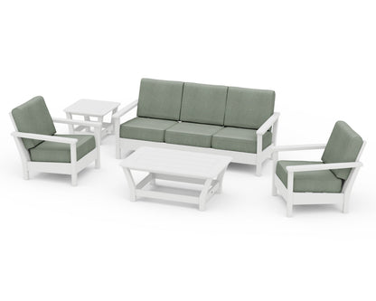 POLYWOOD® Harbour 5-Piece Deep Seating Set in White / Cast Sage