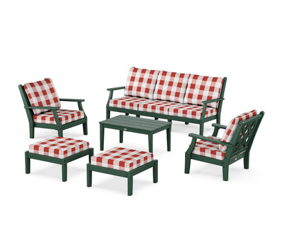 Country Living Wovendale 6-Piece Lounge Sofa Set in Green / Buffalo Plaid Crimson